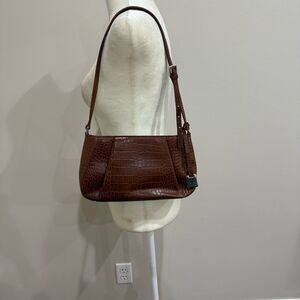Etienne Aigner Elegant Brown Crocodile-Embossed Shoulder Bag Small  Vintage